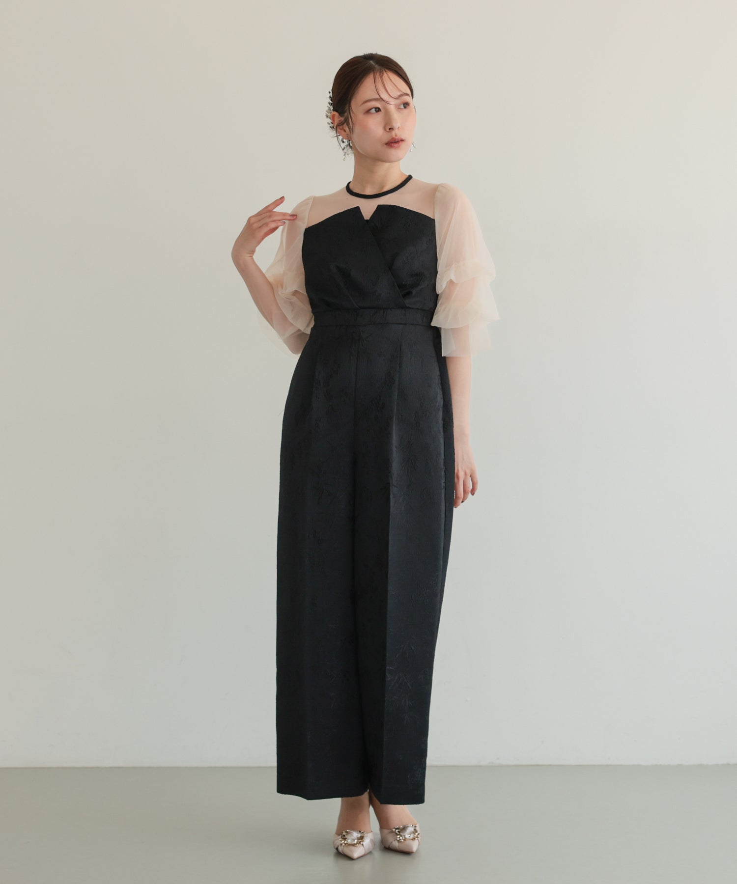 ブラック×ベージュ/163cm/Mサイズ着用