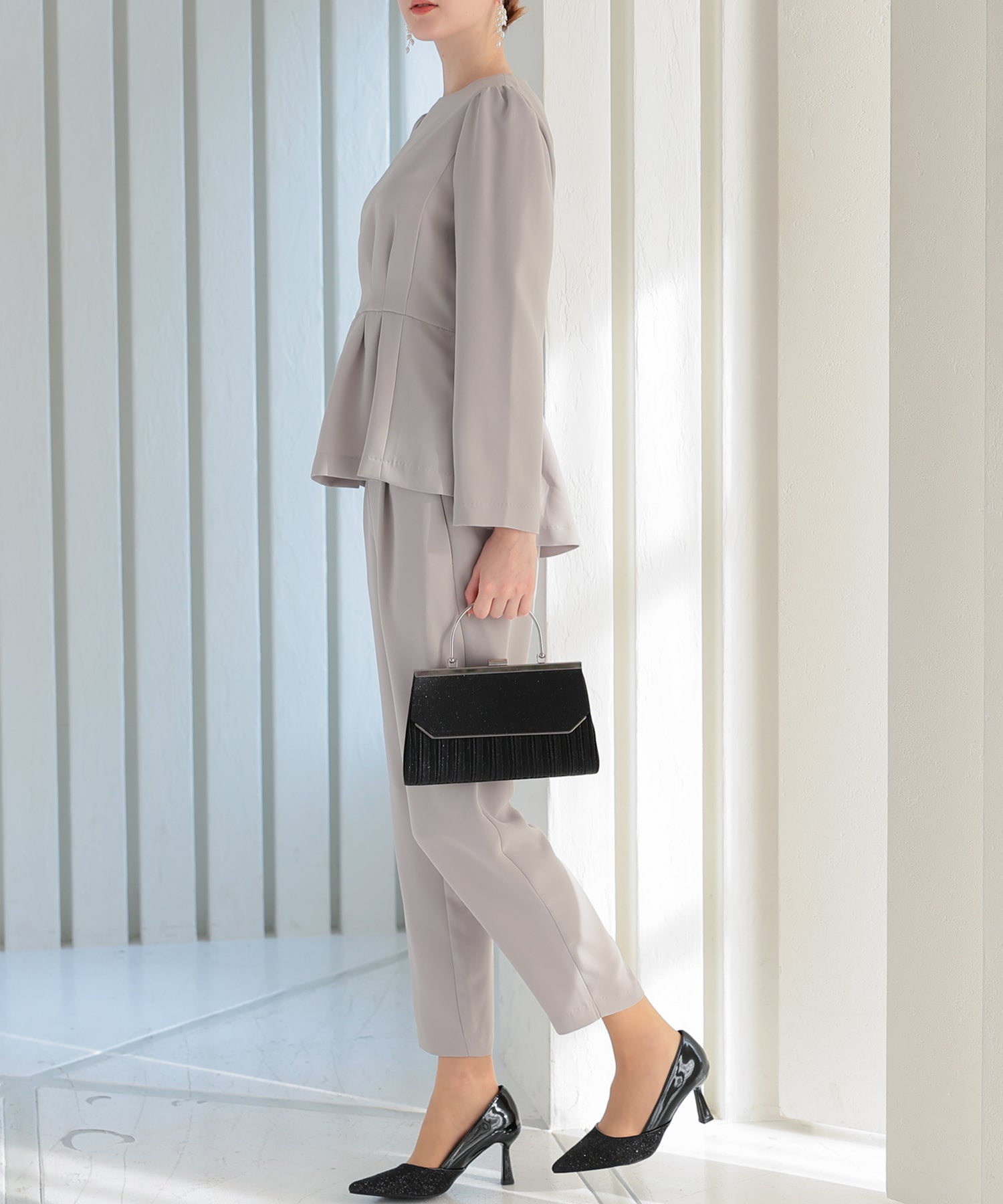 【SALE】ペプラムブラウスパンツスーツ/123529