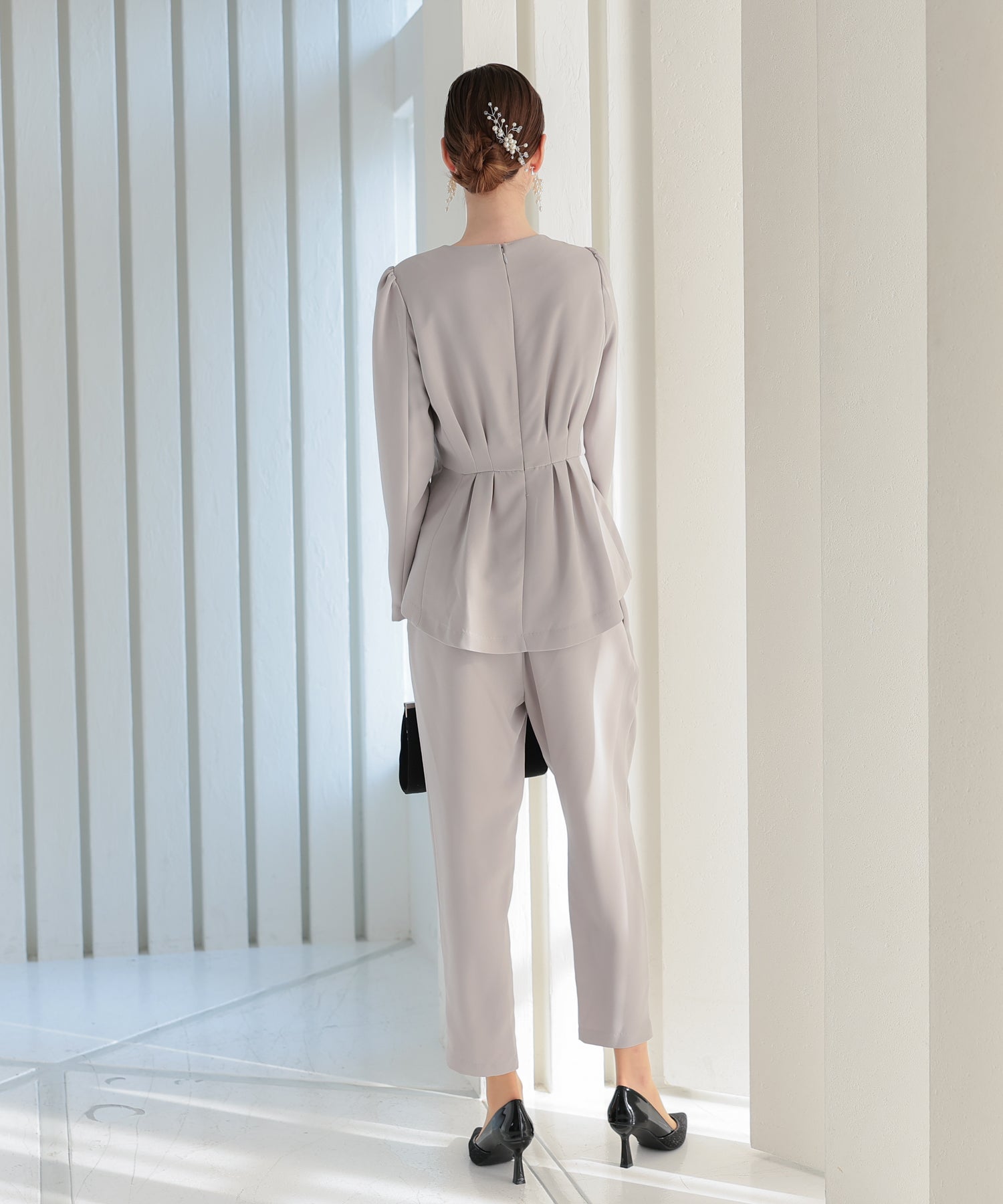 【SALE】ペプラムブラウスパンツスーツ/123529