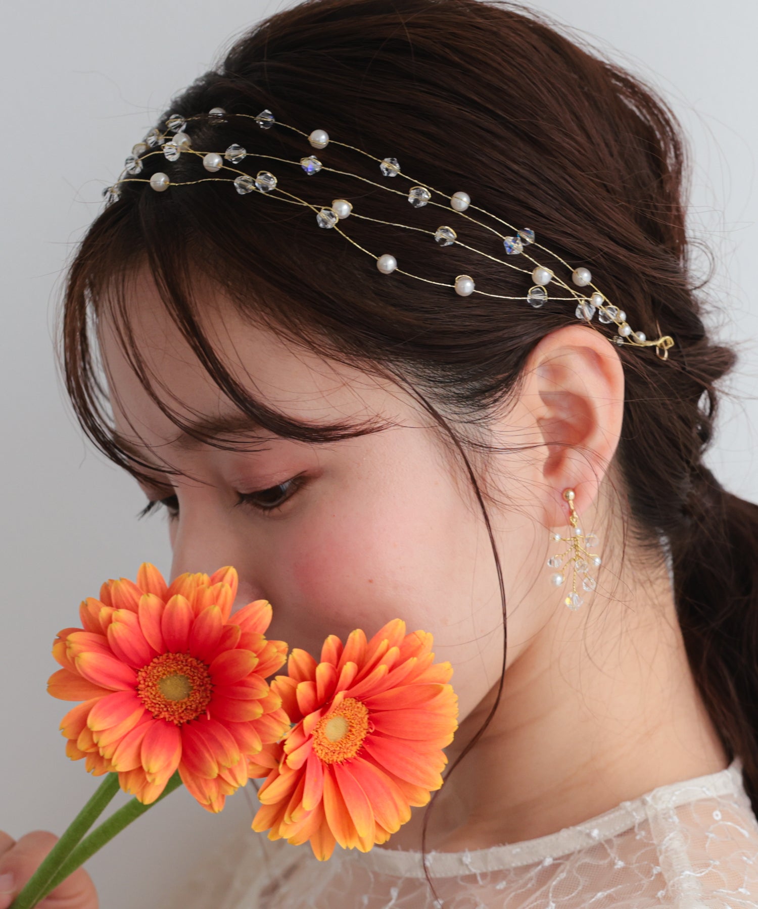 結婚式・お呼ばれ｜ドレスアクセサリー パールクリスタルヘッドドレス