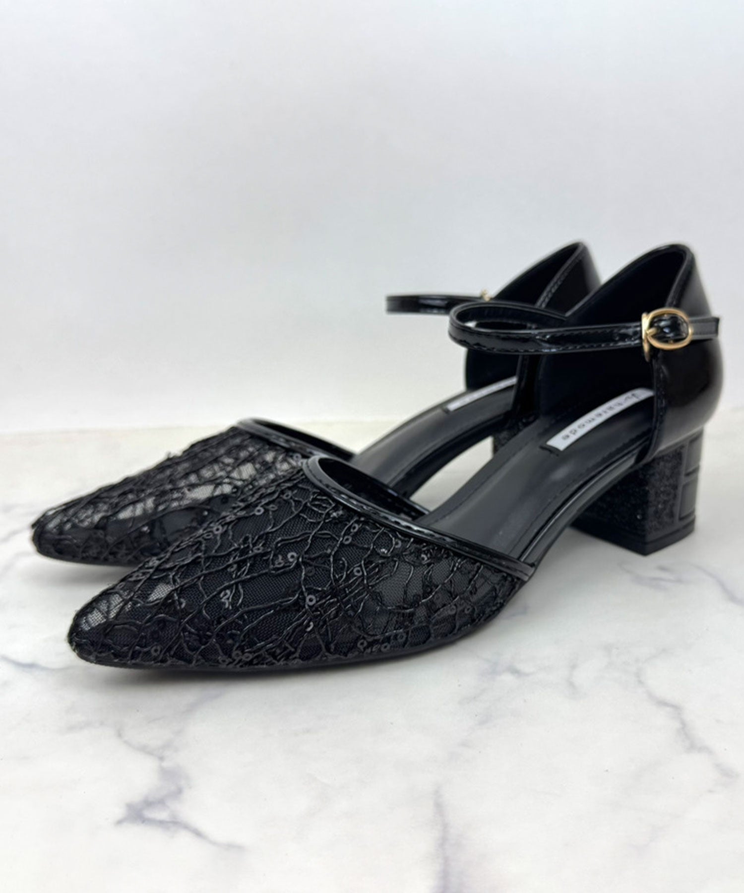 スパングルコール刺繍パンプス/3431