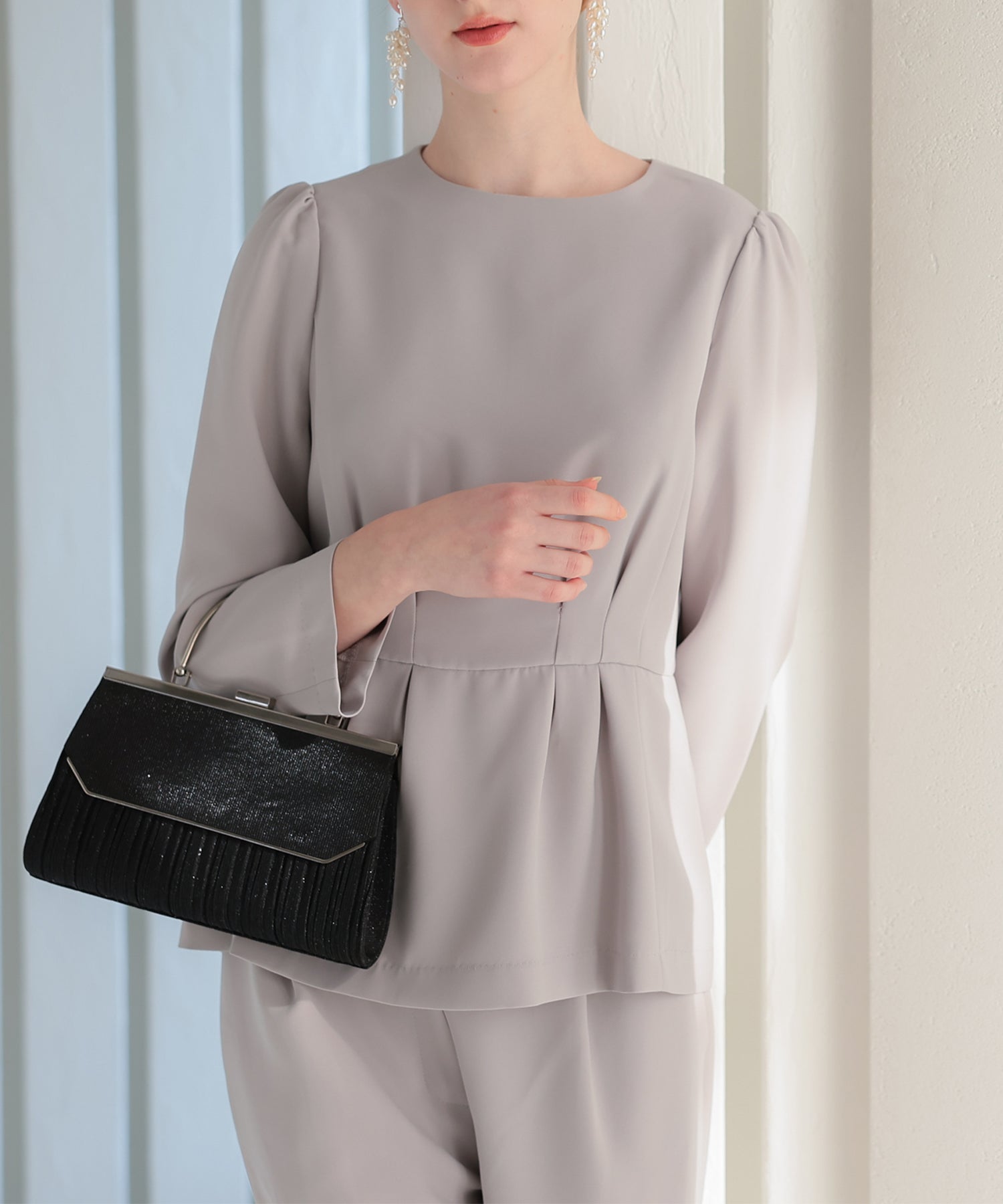 【SALE】ペプラムブラウスパンツスーツ/123529