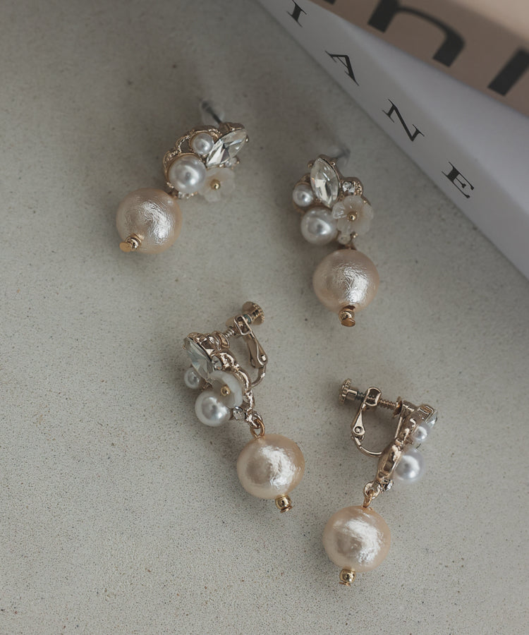 コットンパール&花ビジューピアス/RT22002P