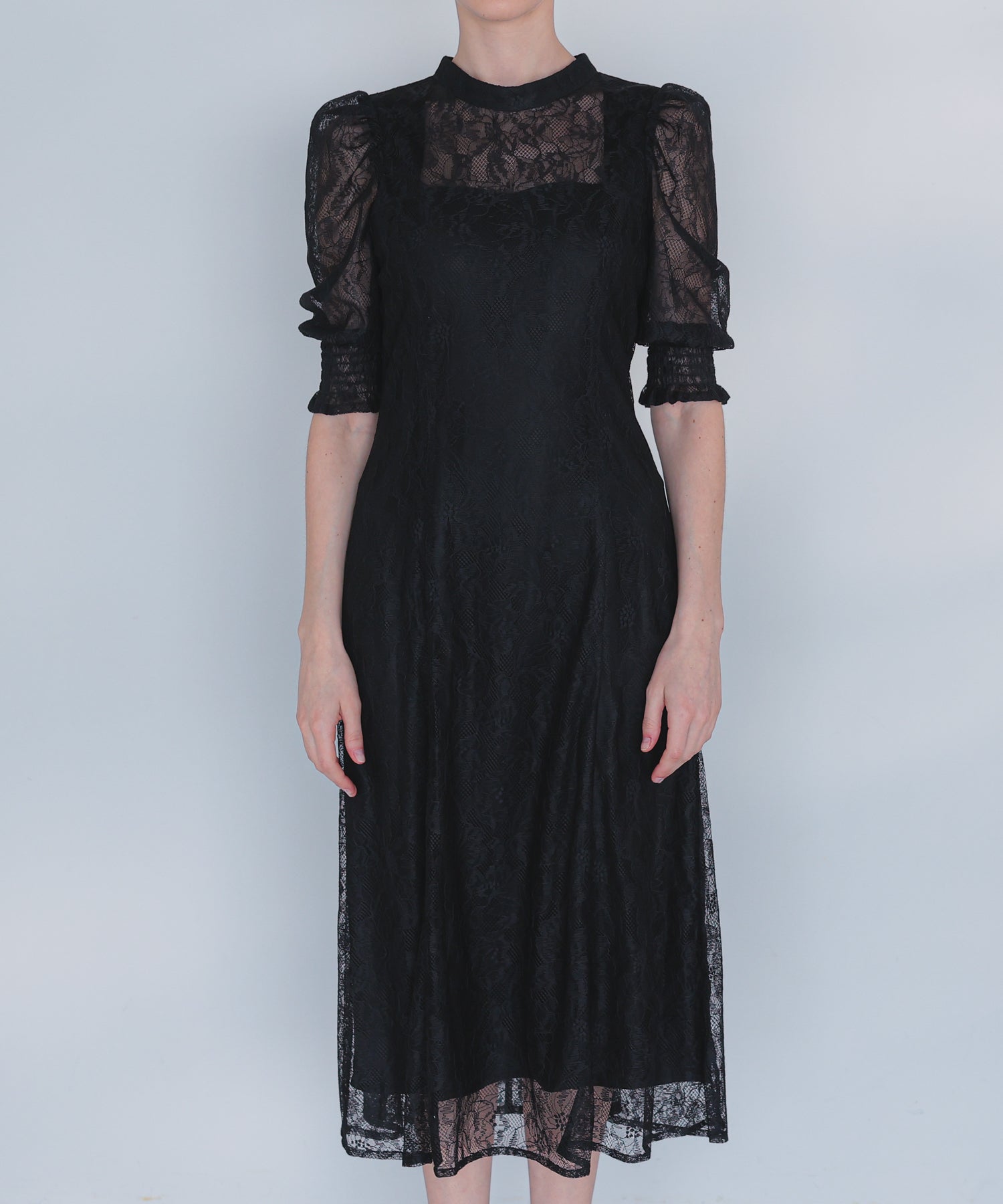 【SALE】総レースバックリボン付きドレス/22323205