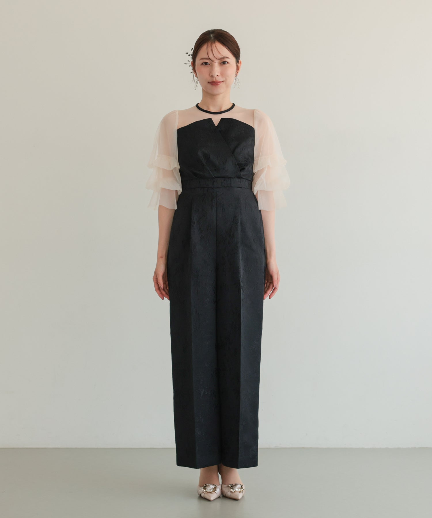 ブラック×ベージュ/163cm/Mサイズ着用