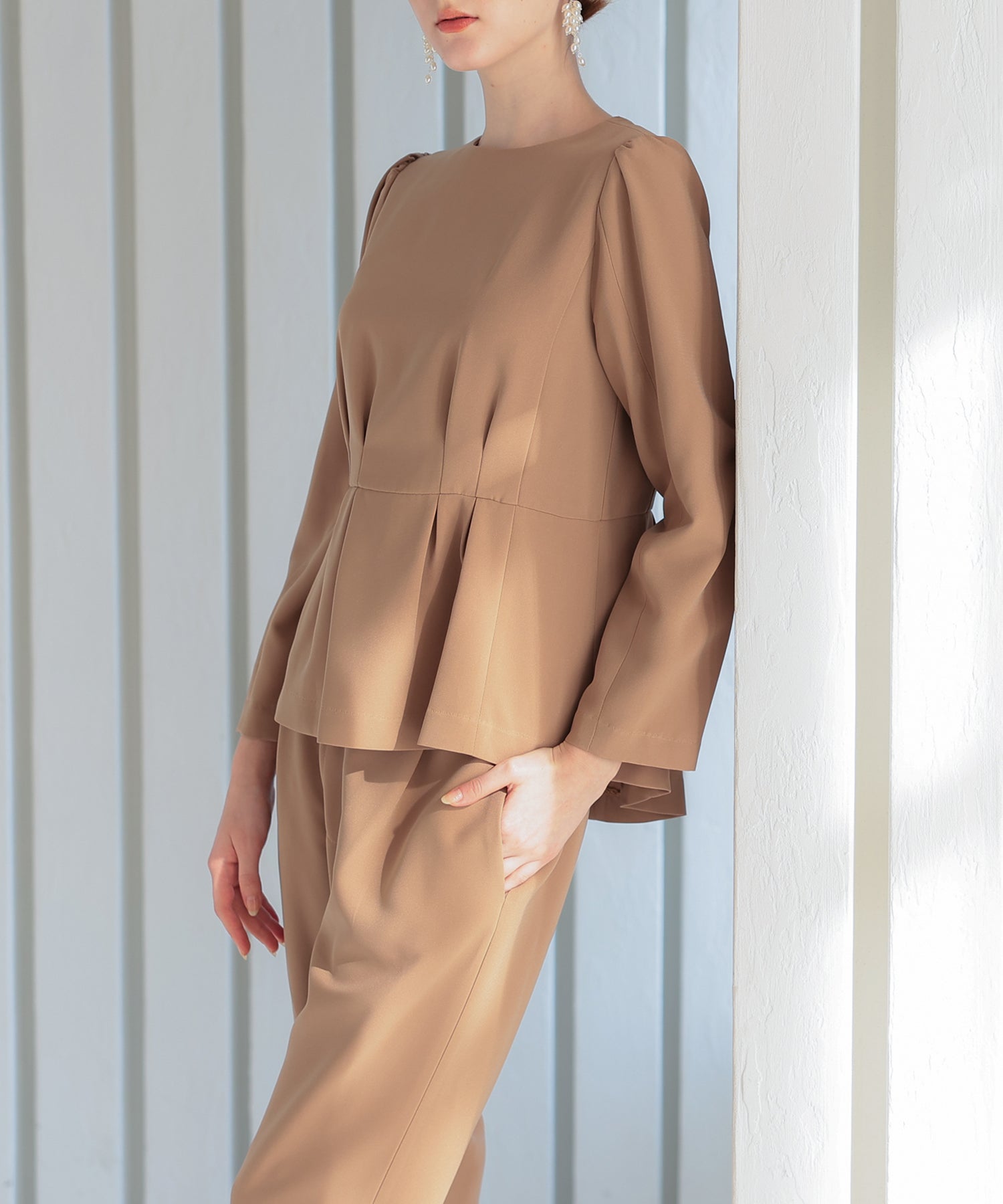 【SALE】ペプラムブラウスパンツスーツ/123529