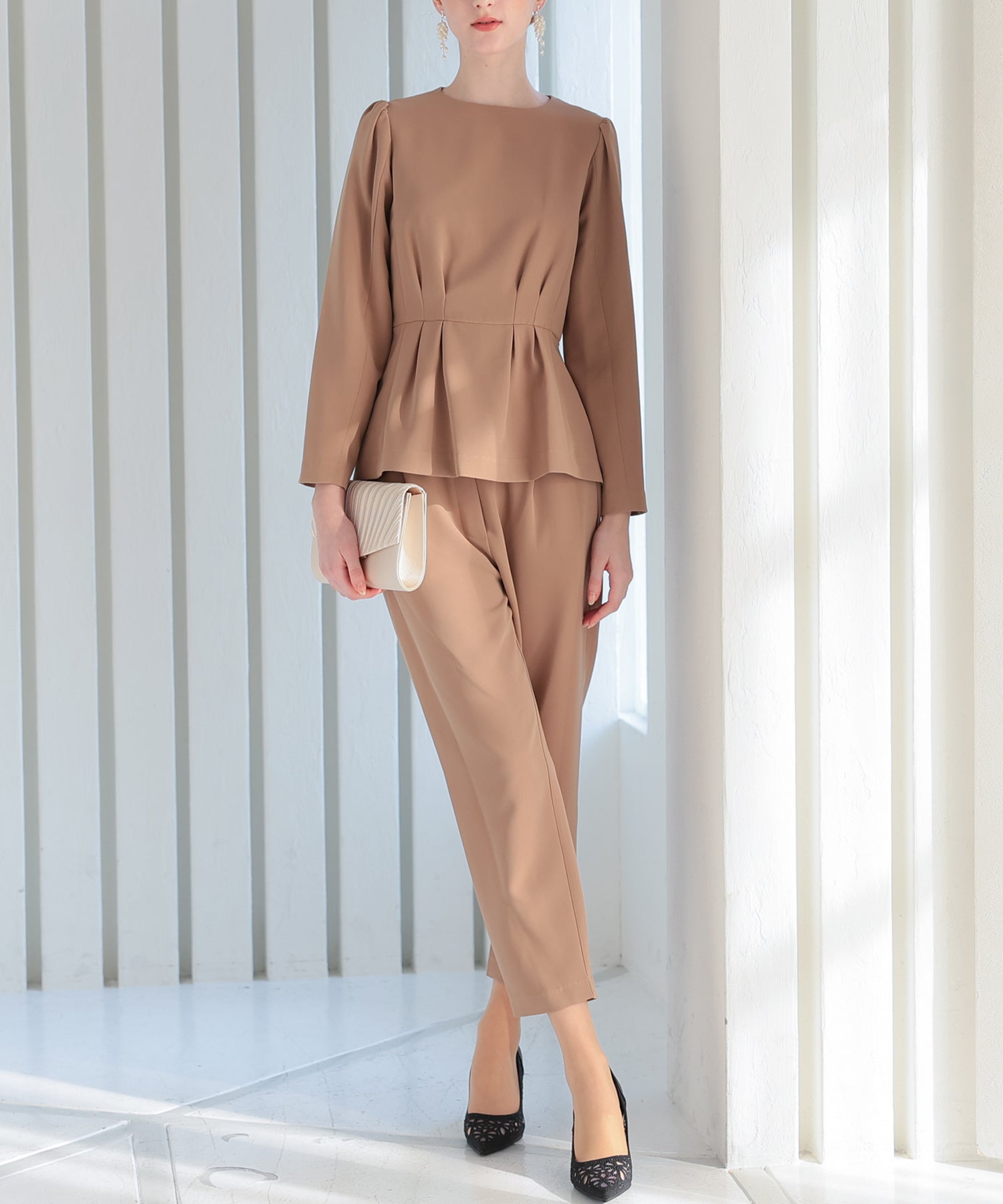 【SALE】ペプラムブラウスパンツスーツ/123529