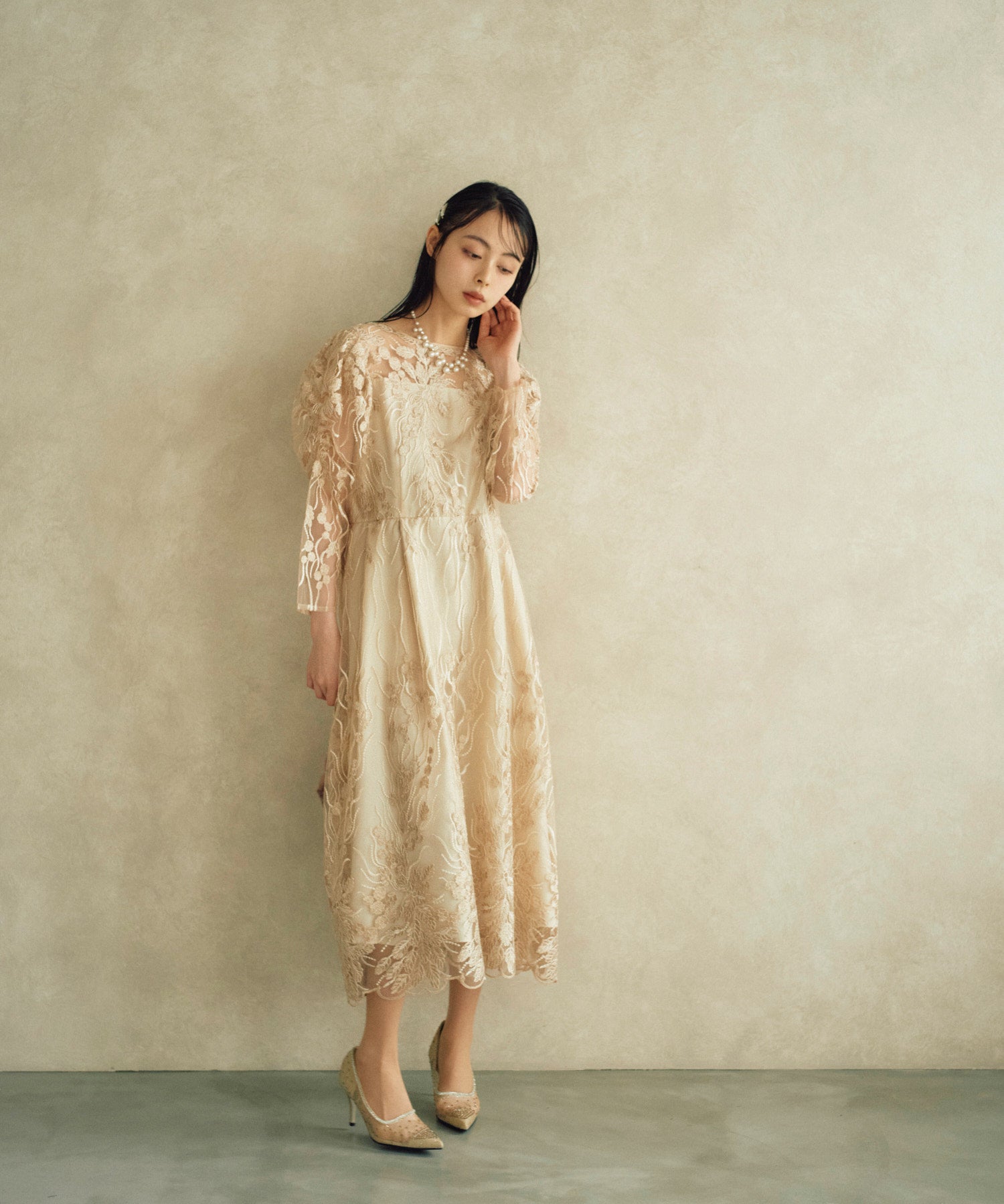 ベージュ/165cm/Mサイズ着用