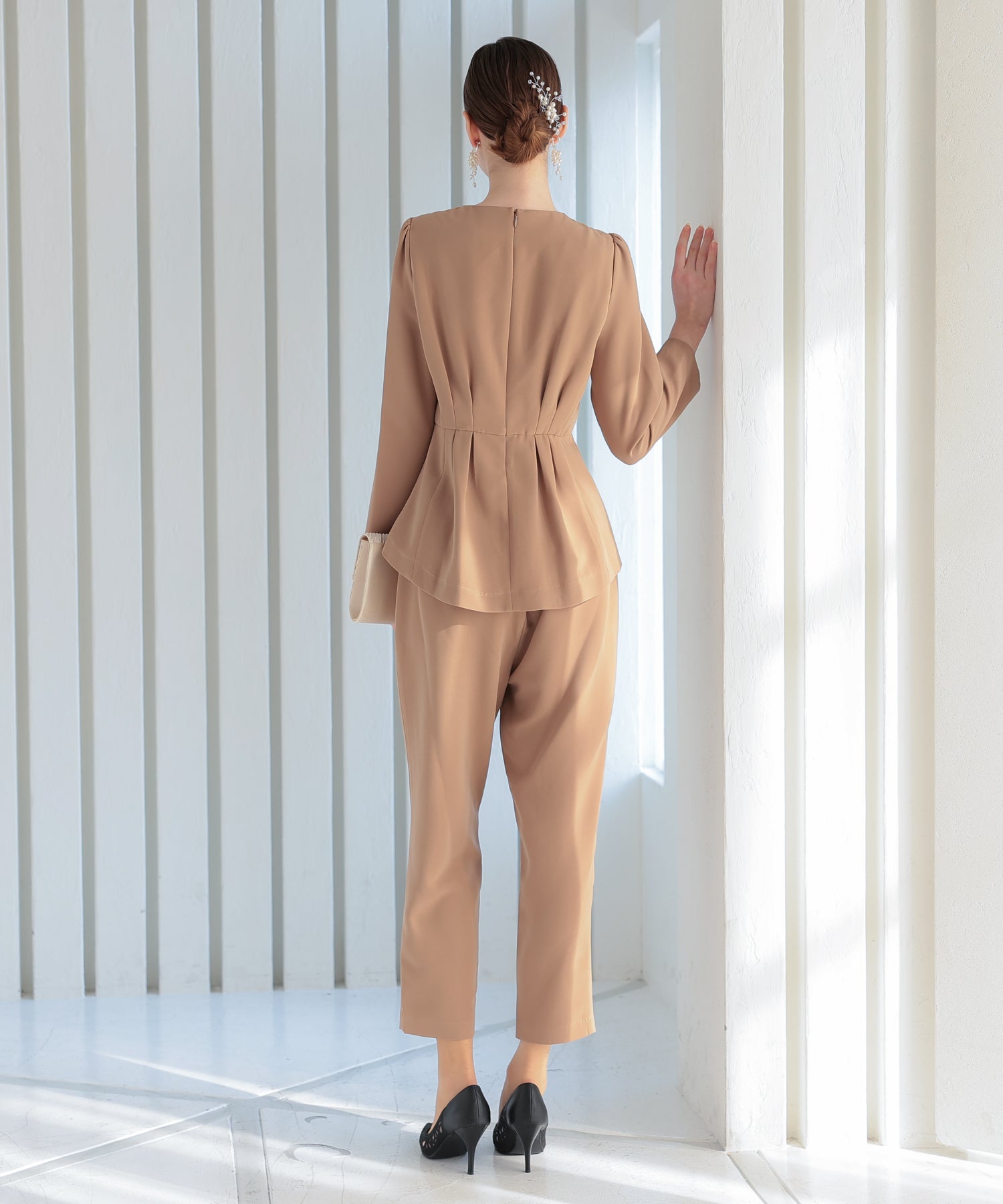 【SALE】ペプラムブラウスパンツスーツ/123529