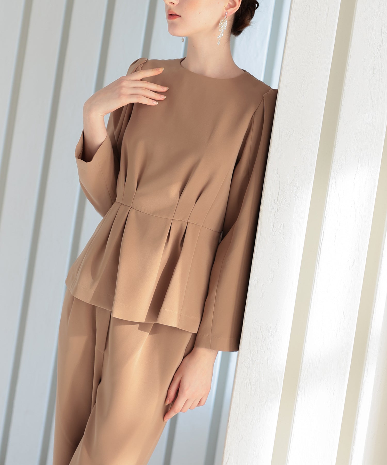 【SALE】ペプラムブラウスパンツスーツ/123529