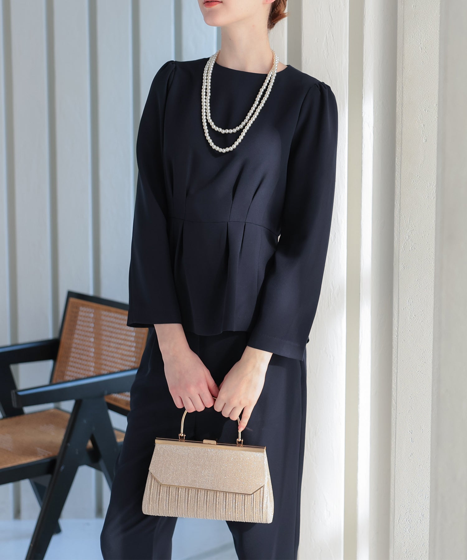 【SALE】ペプラムブラウスパンツスーツ/123529