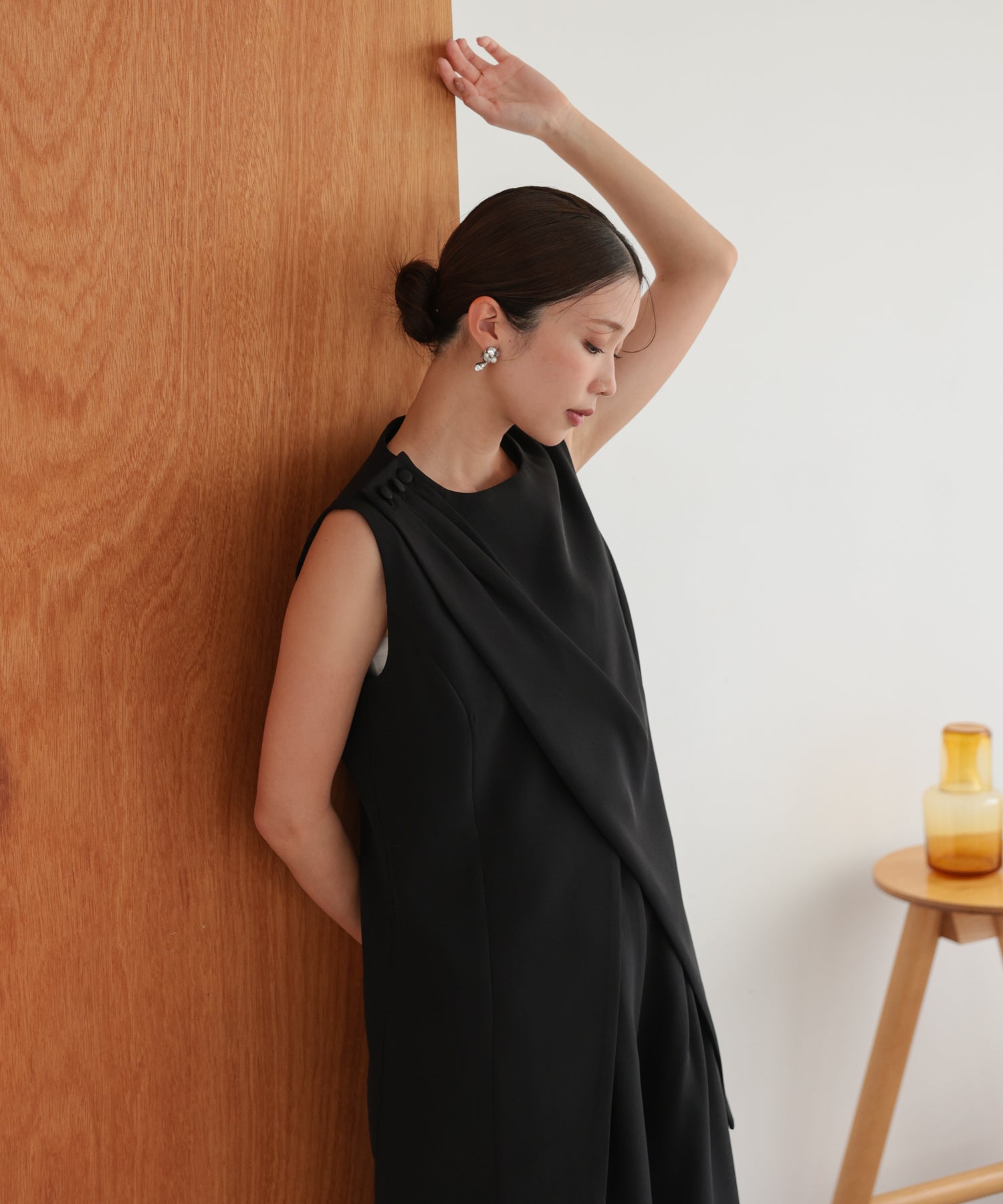 アシンメトリードレープパンツセットアップスーツ/22125609