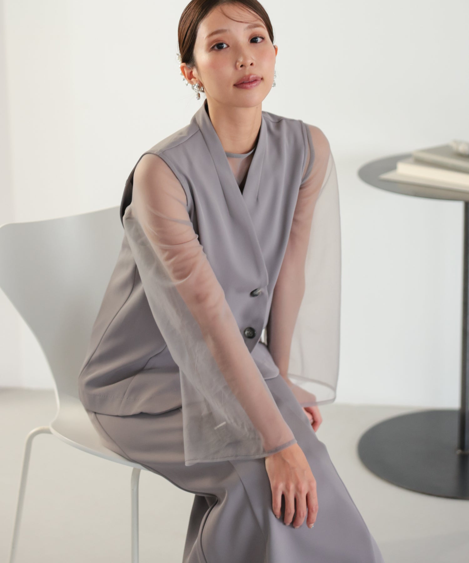 ベージュ/162cm/Mサイズ着用