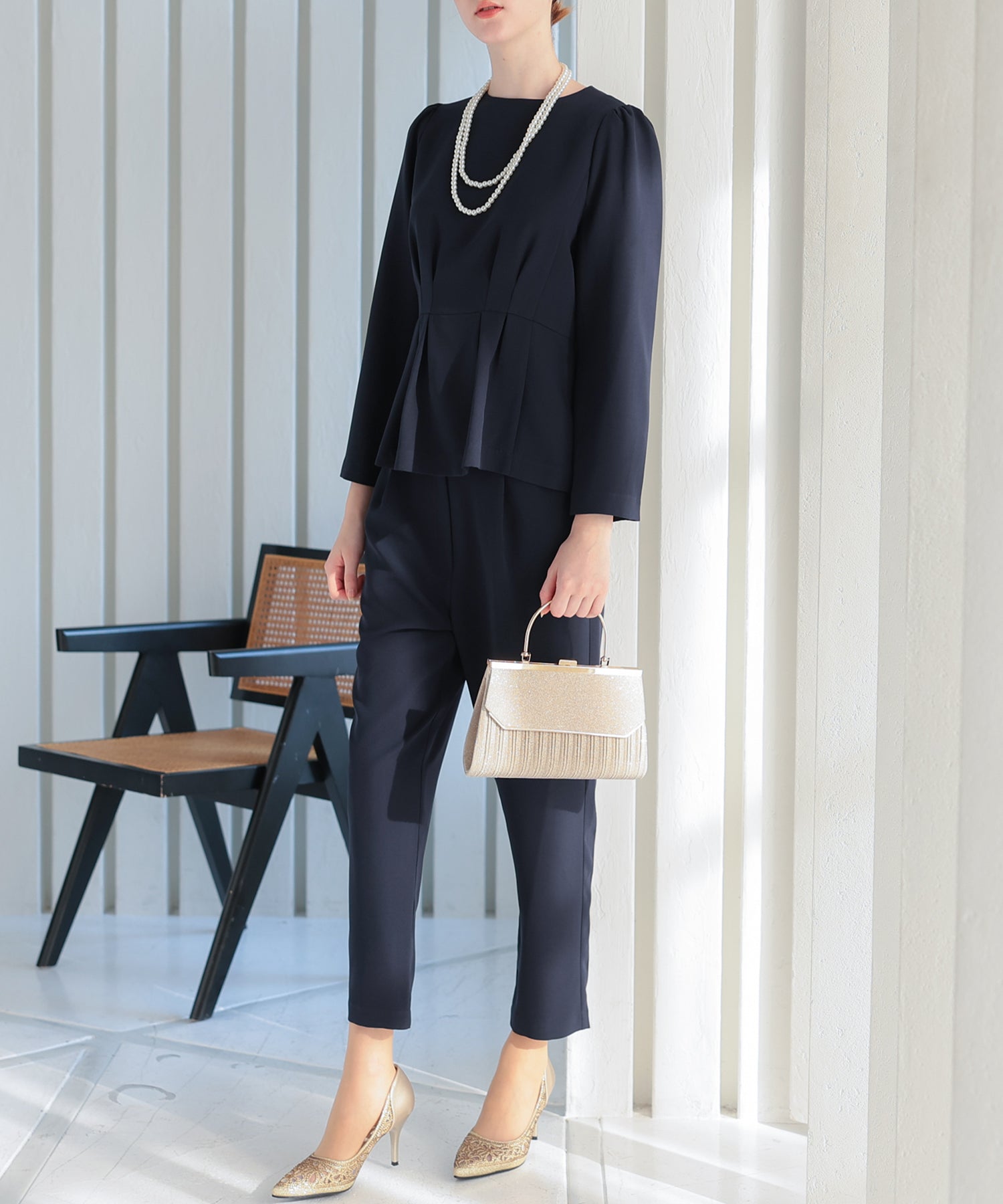 【SALE】ペプラムブラウスパンツスーツ/123529