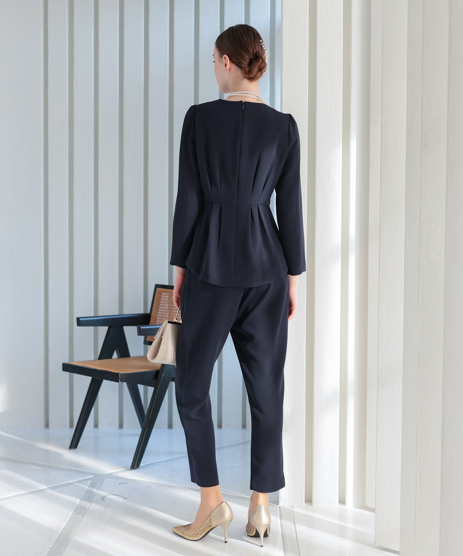 【SALE】ペプラムブラウスパンツスーツ/123529