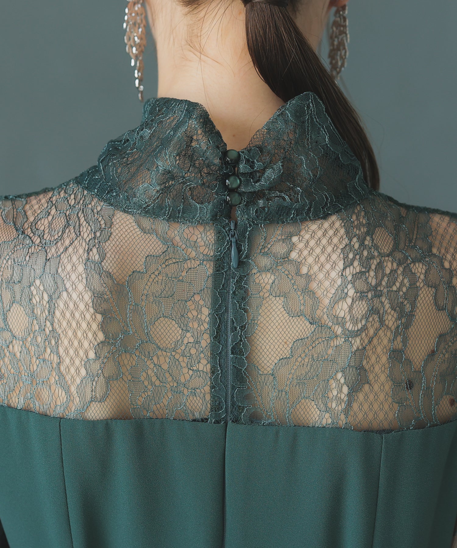 【SALE】ハイネック切替レースドレス/22323204