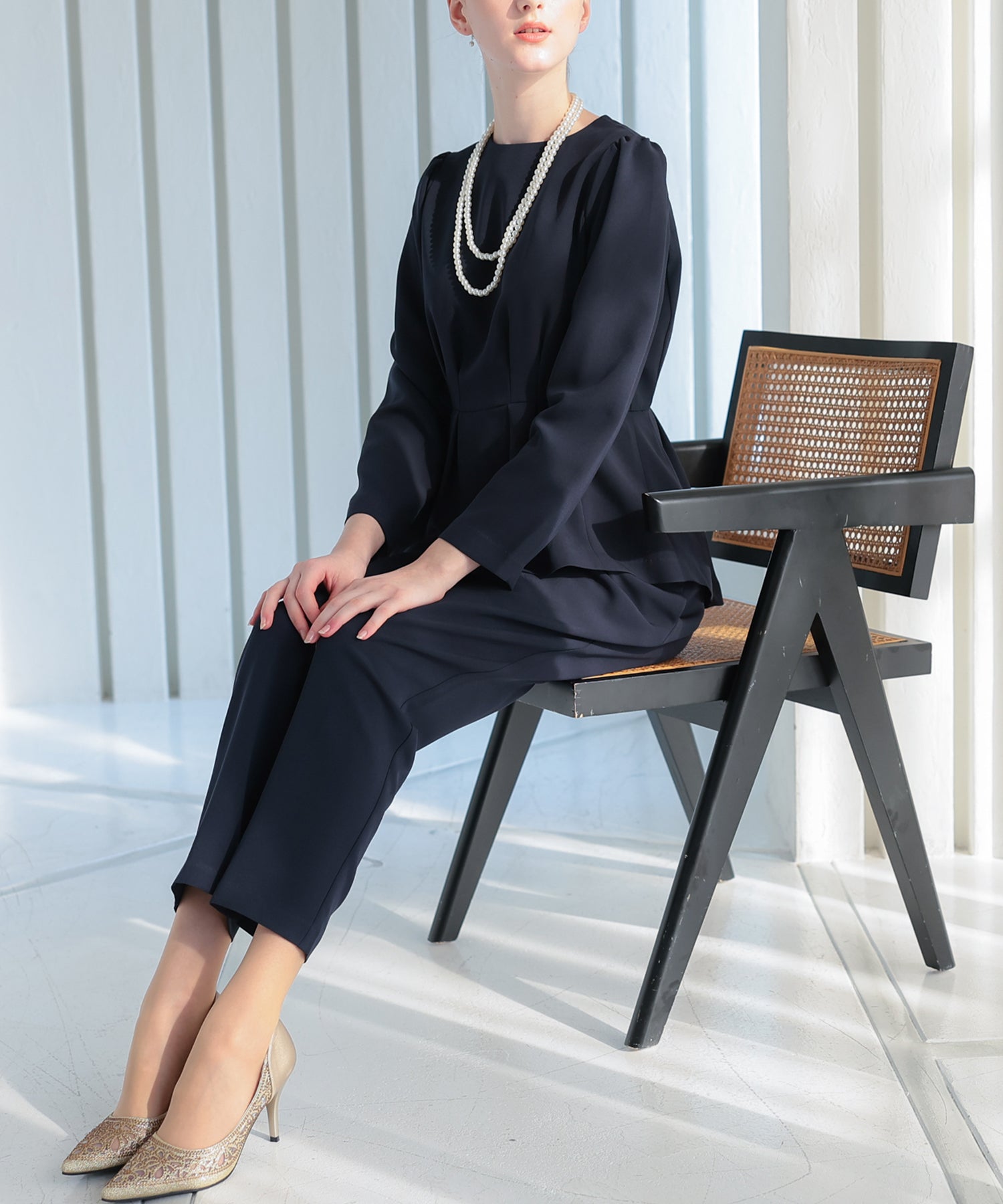 【SALE】ペプラムブラウスパンツスーツ/123529