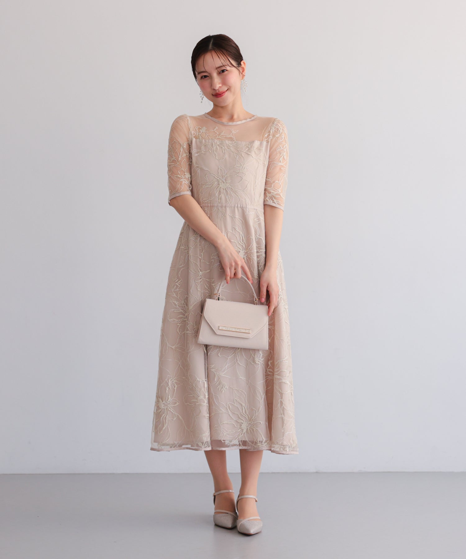 花柄刺繍フレアドレス/22326290