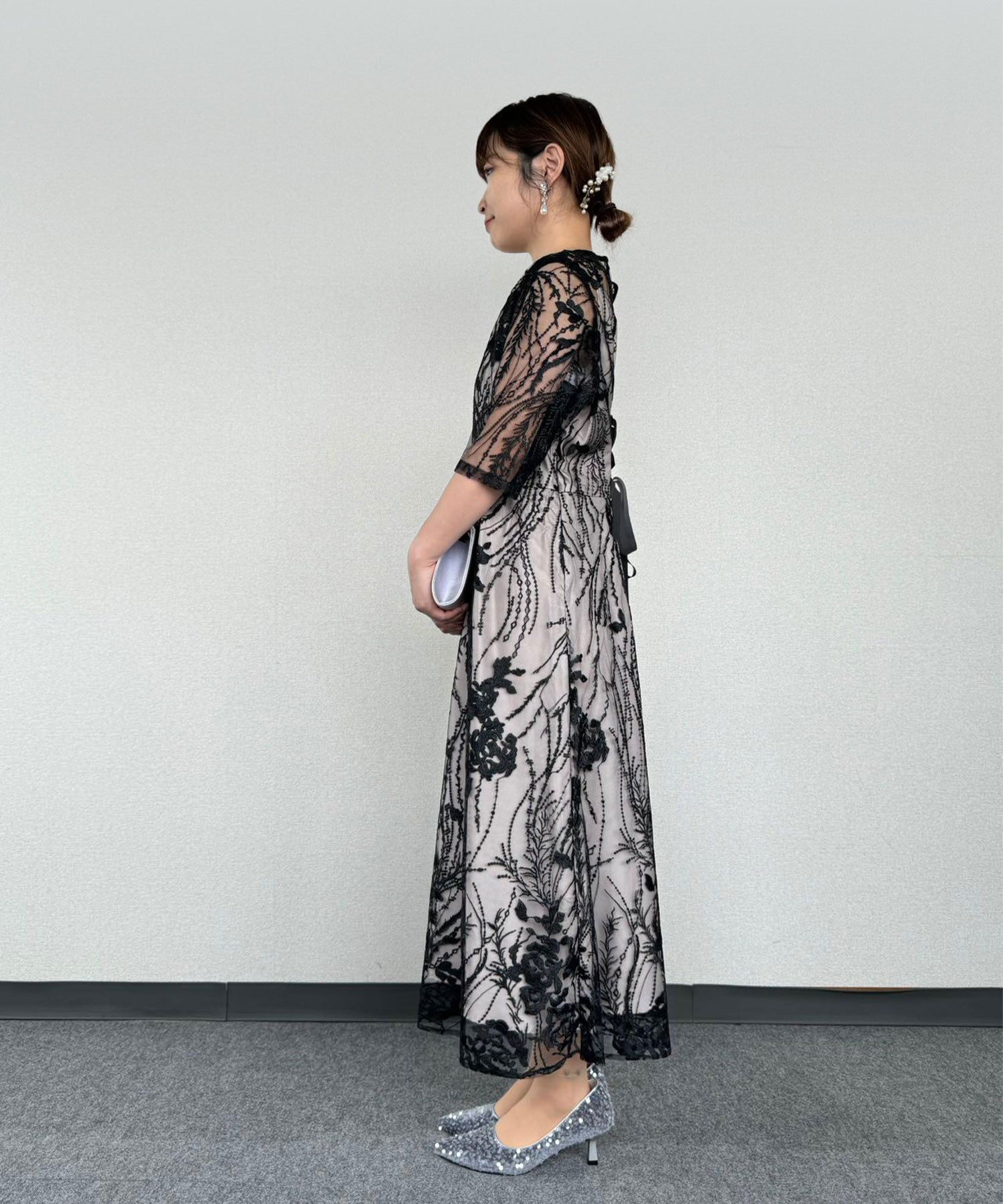 155cm/ブラック/Mサイズ着用/骨格ウェーブ