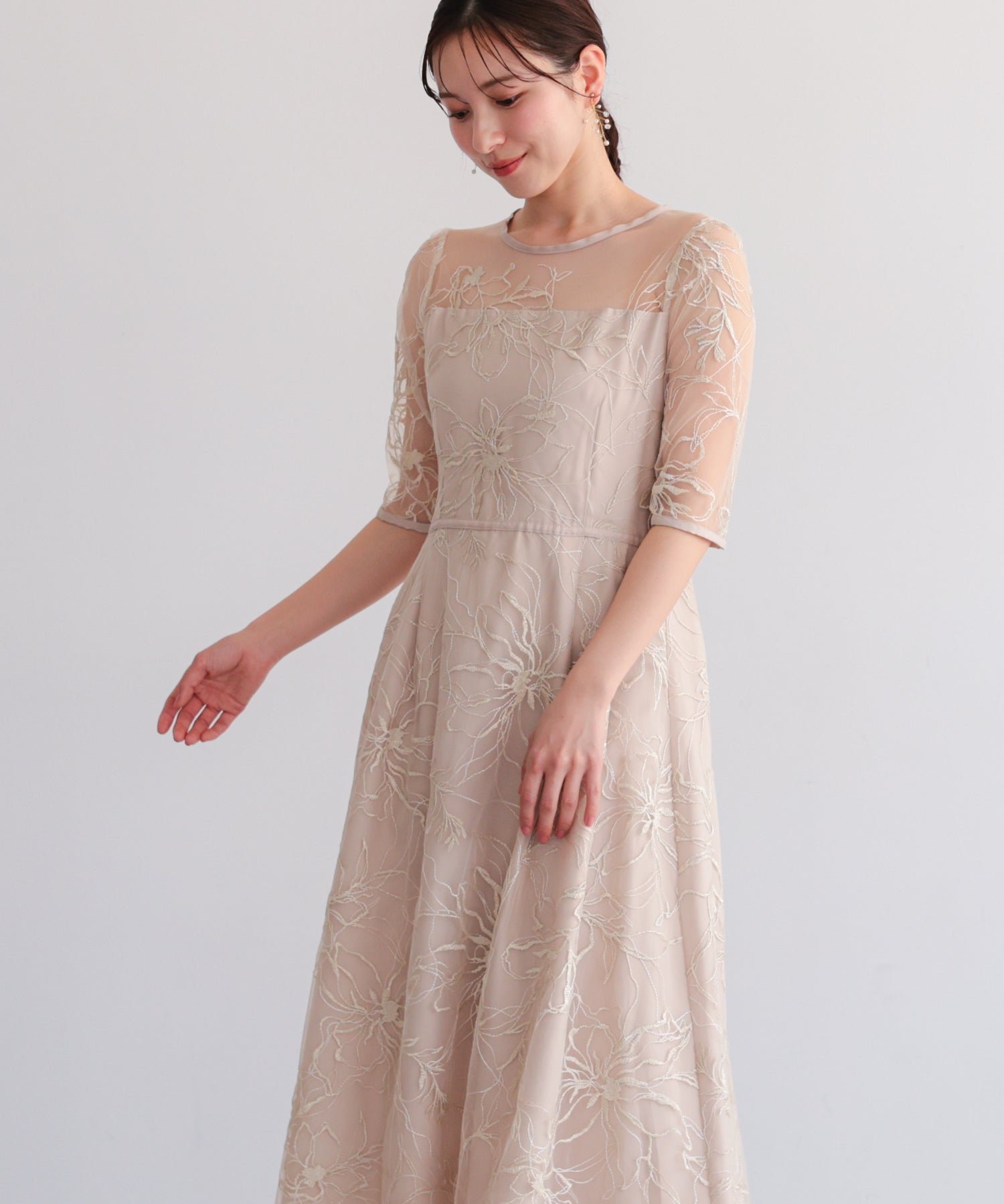 花柄刺繍フレアドレス/22326290