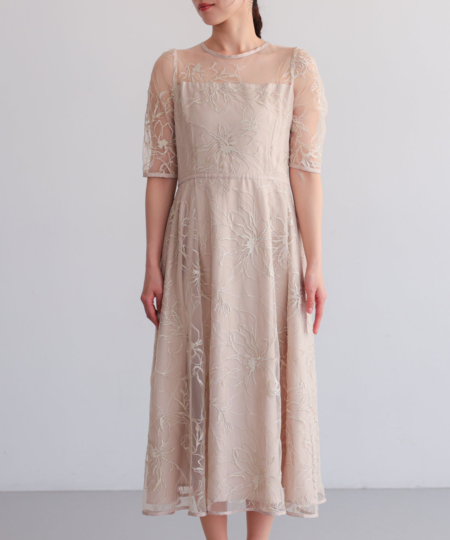 花柄刺繍フレアドレス/22326290