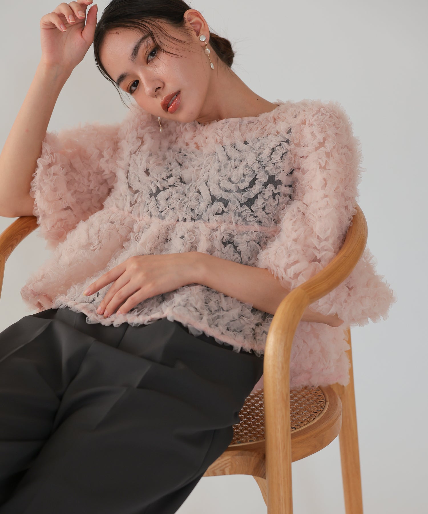 ピンク×チャコール/164cm/Mサイズ着用