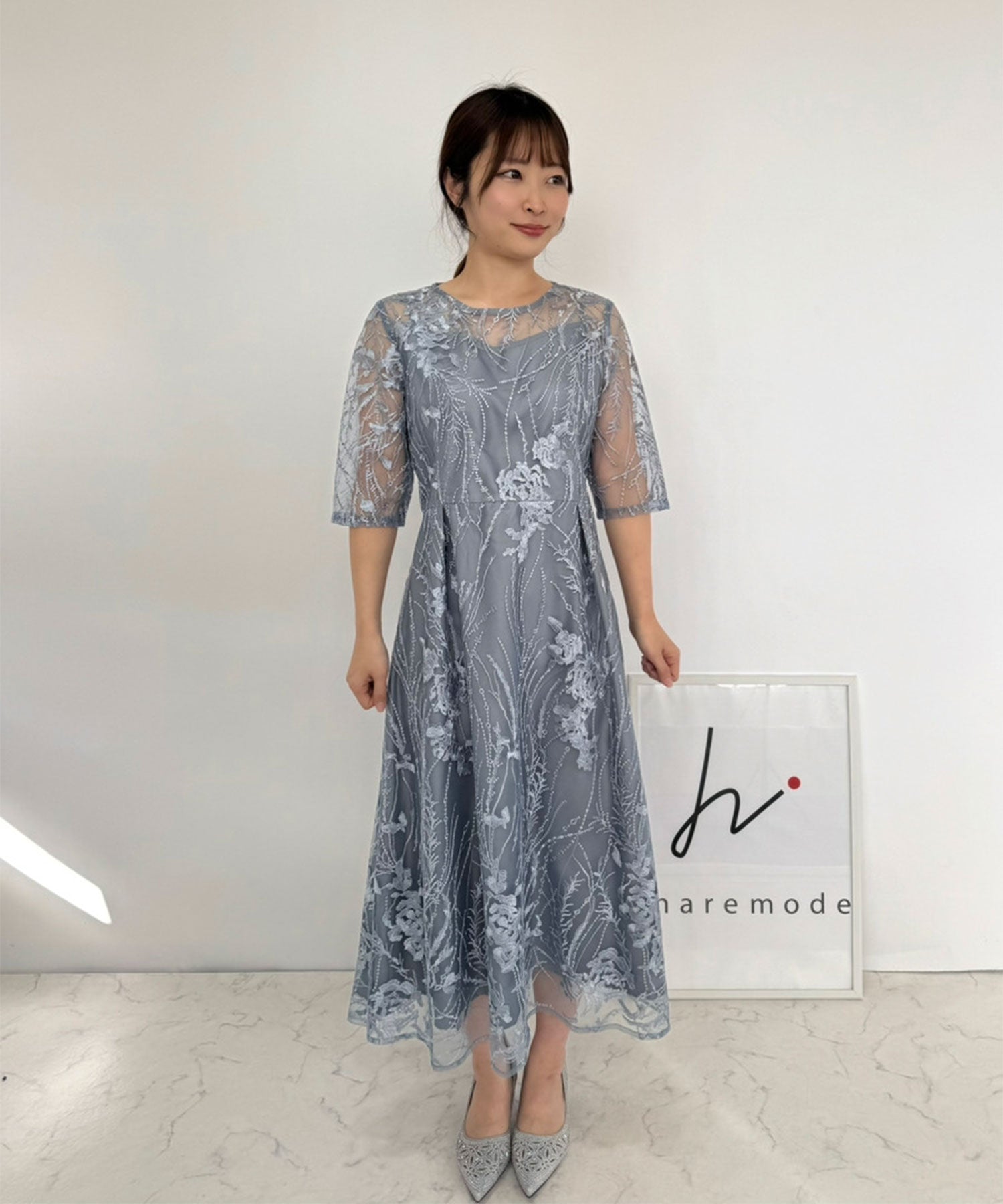 155cm/ブルーグレー/Sサイズ着用/骨格ウェーブ