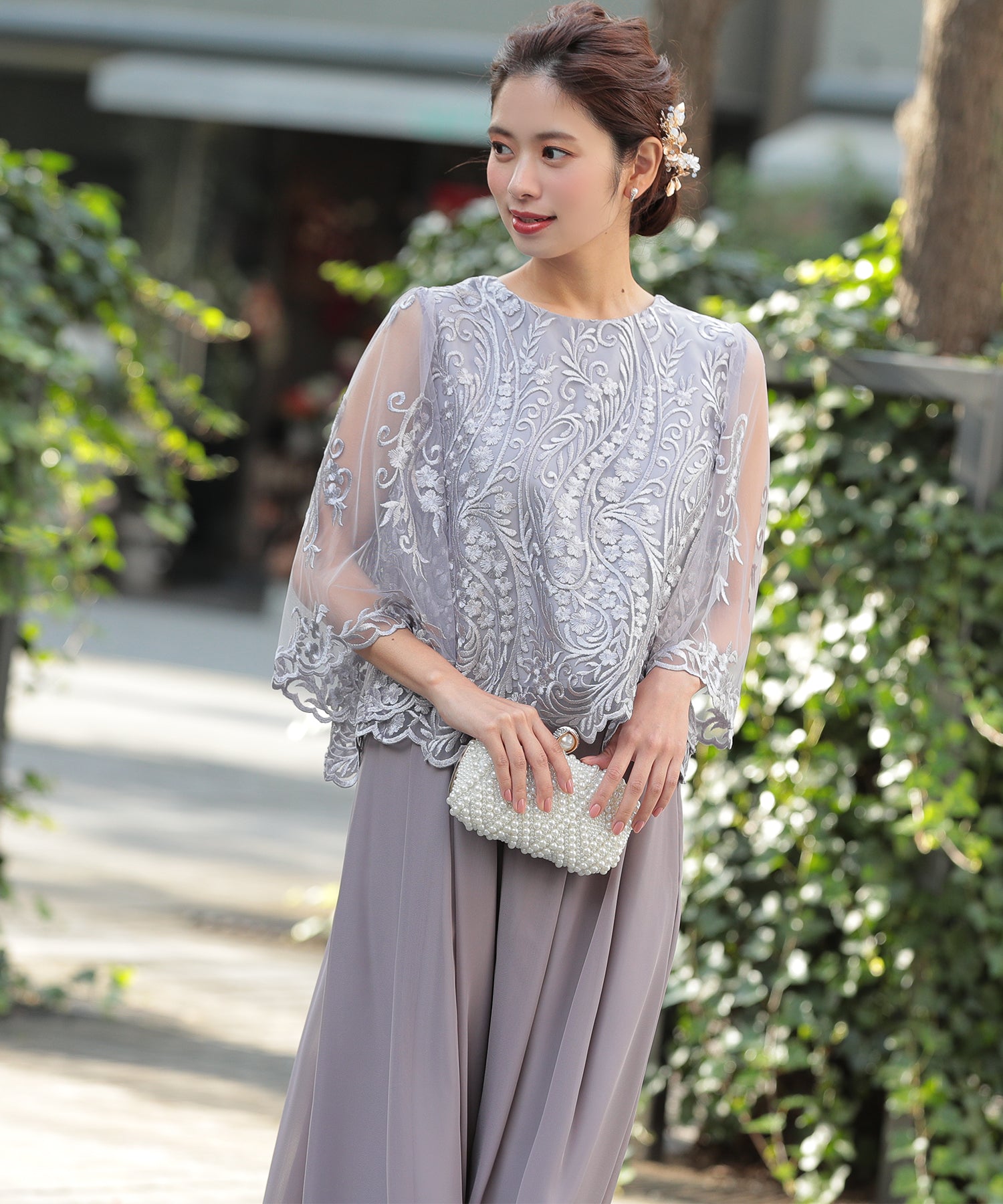 ラウンドネックワイドパンツセットアップ/319096