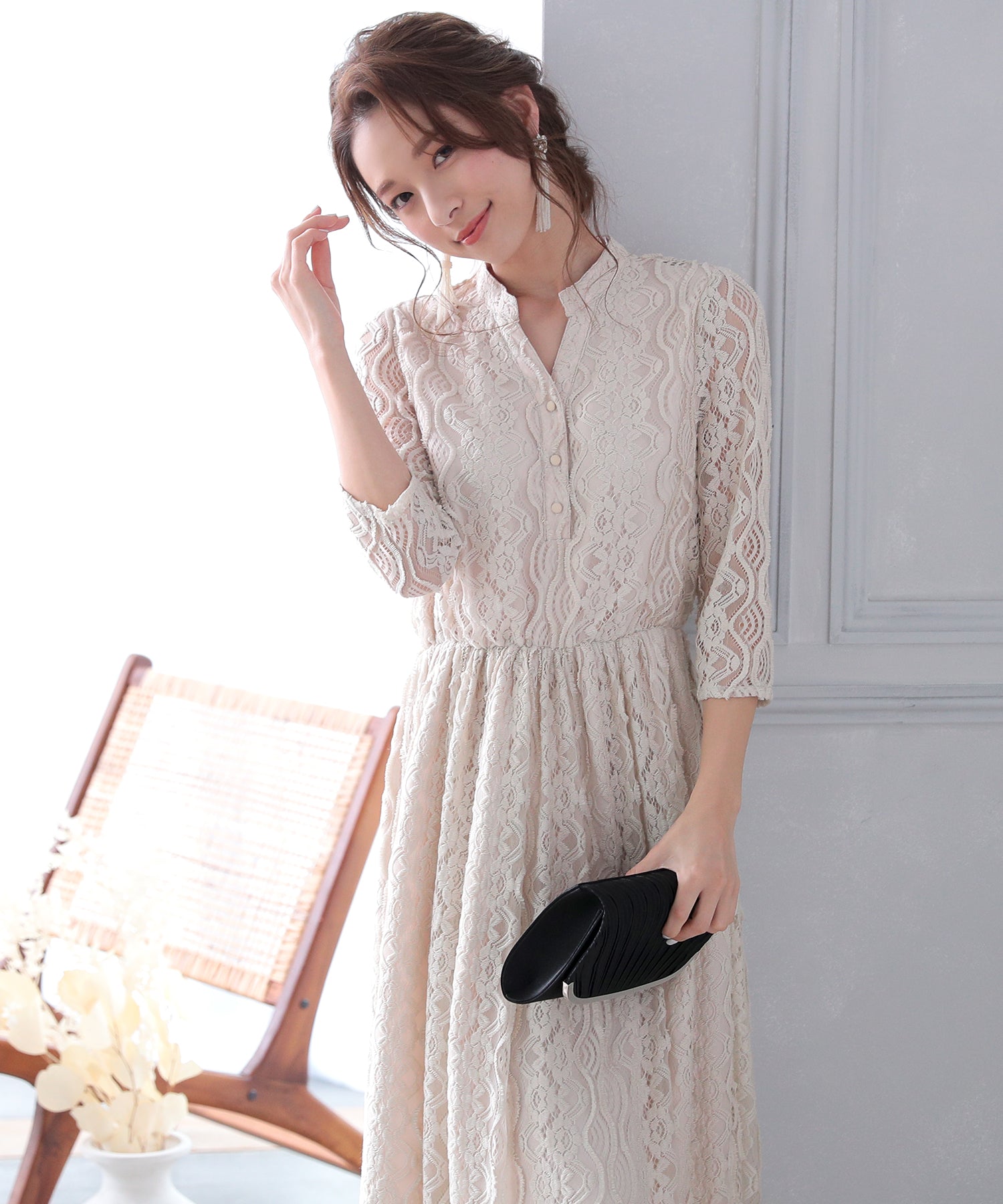 【SALE】スキッパーカラーワンピース /22320108