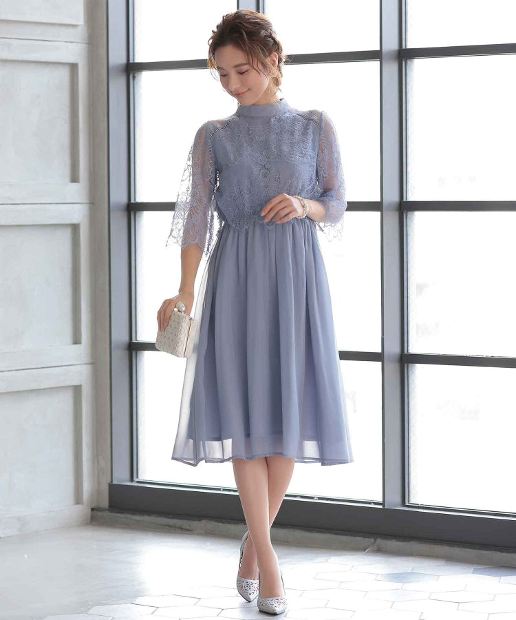 【SALE】ボトルネックフレアドレス /22320140