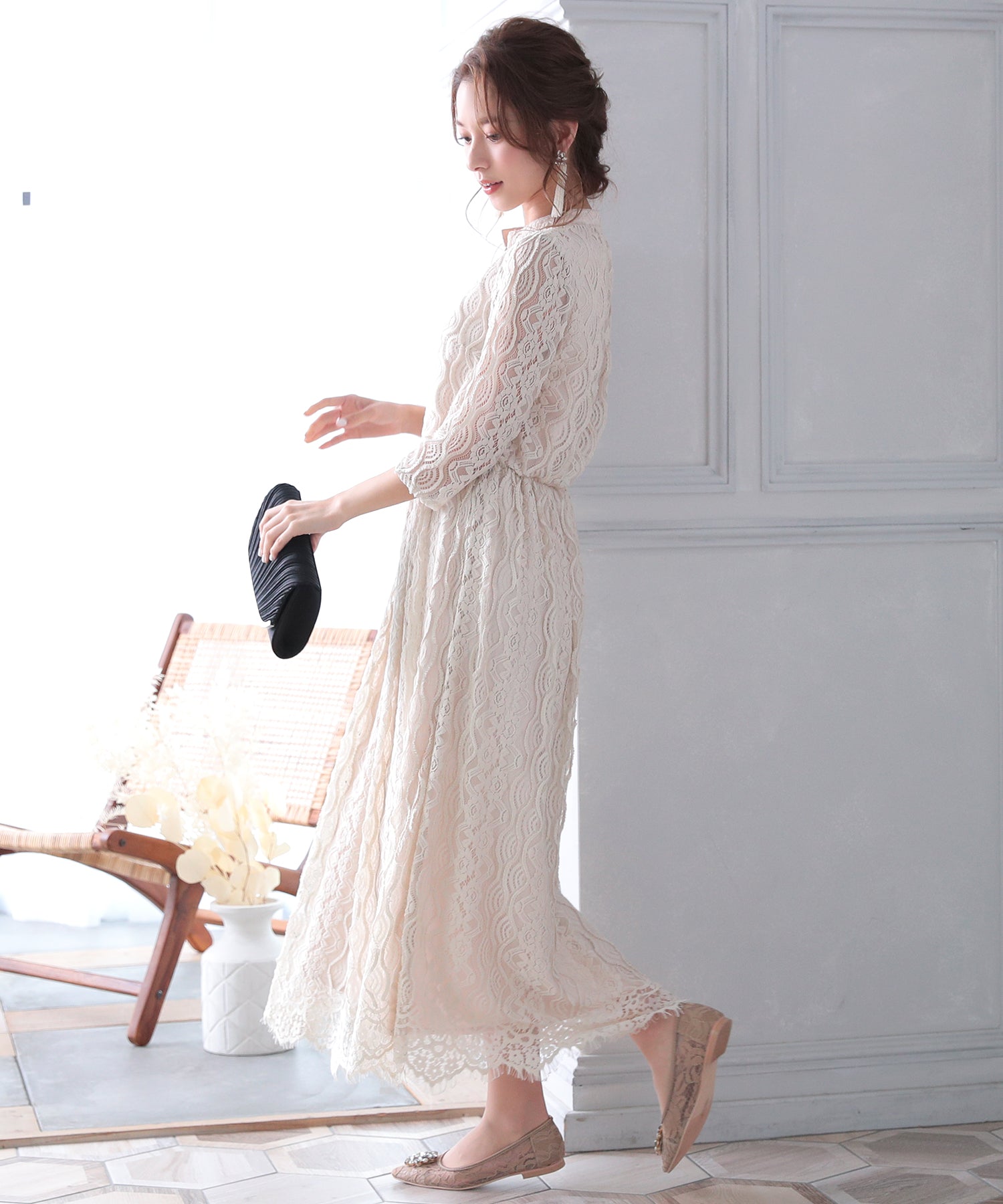 【SALE】スキッパーカラーワンピース /22320108