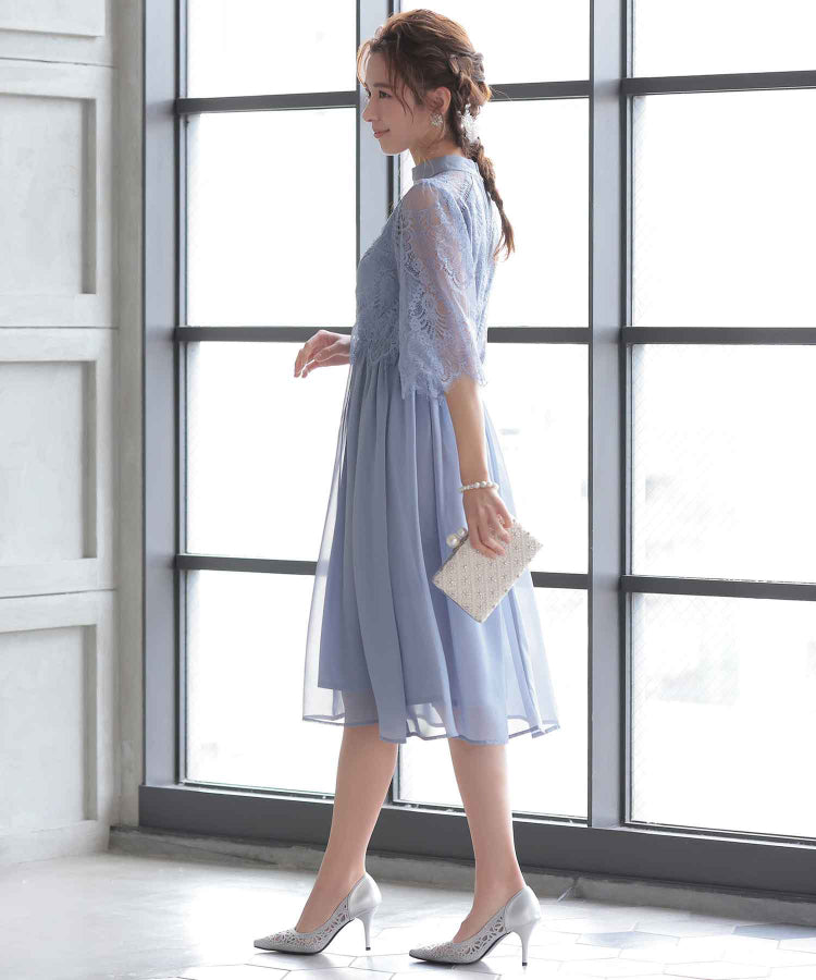 【SALE】ボトルネックフレアドレス /22320140