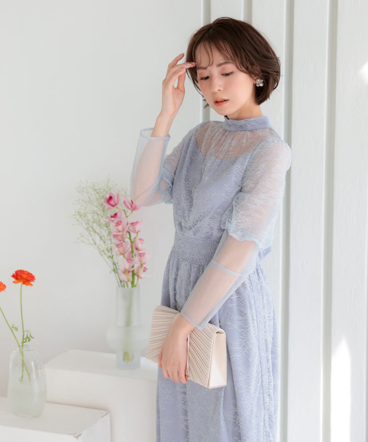 【SALE】バルーンロングスリーブ総レースドレス/22322192