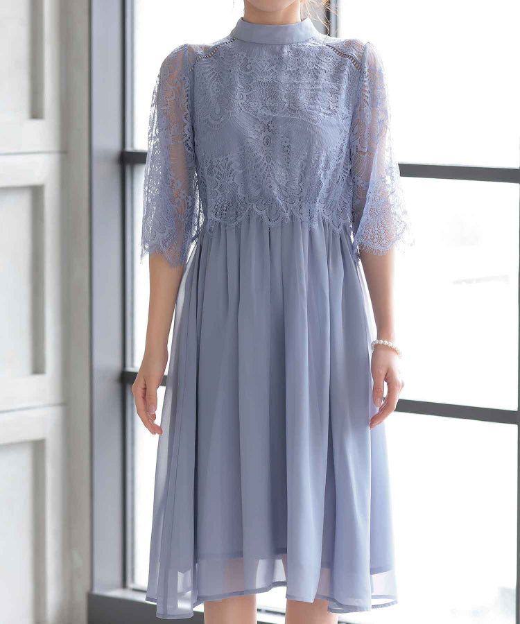 【SALE】ボトルネックフレアドレス /22320140