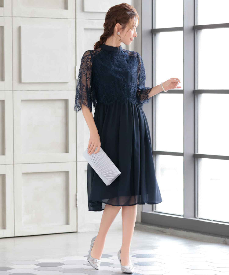 【SALE】ボトルネックフレアドレス /22320140
