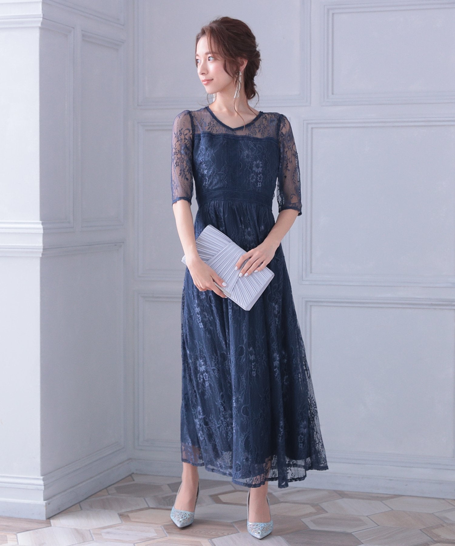 サテンプリーツパーティーバッグ/5041