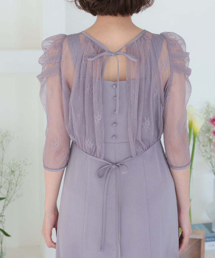 【SALE】総レースボレロ付き後ろデサインセットドレス/22322200