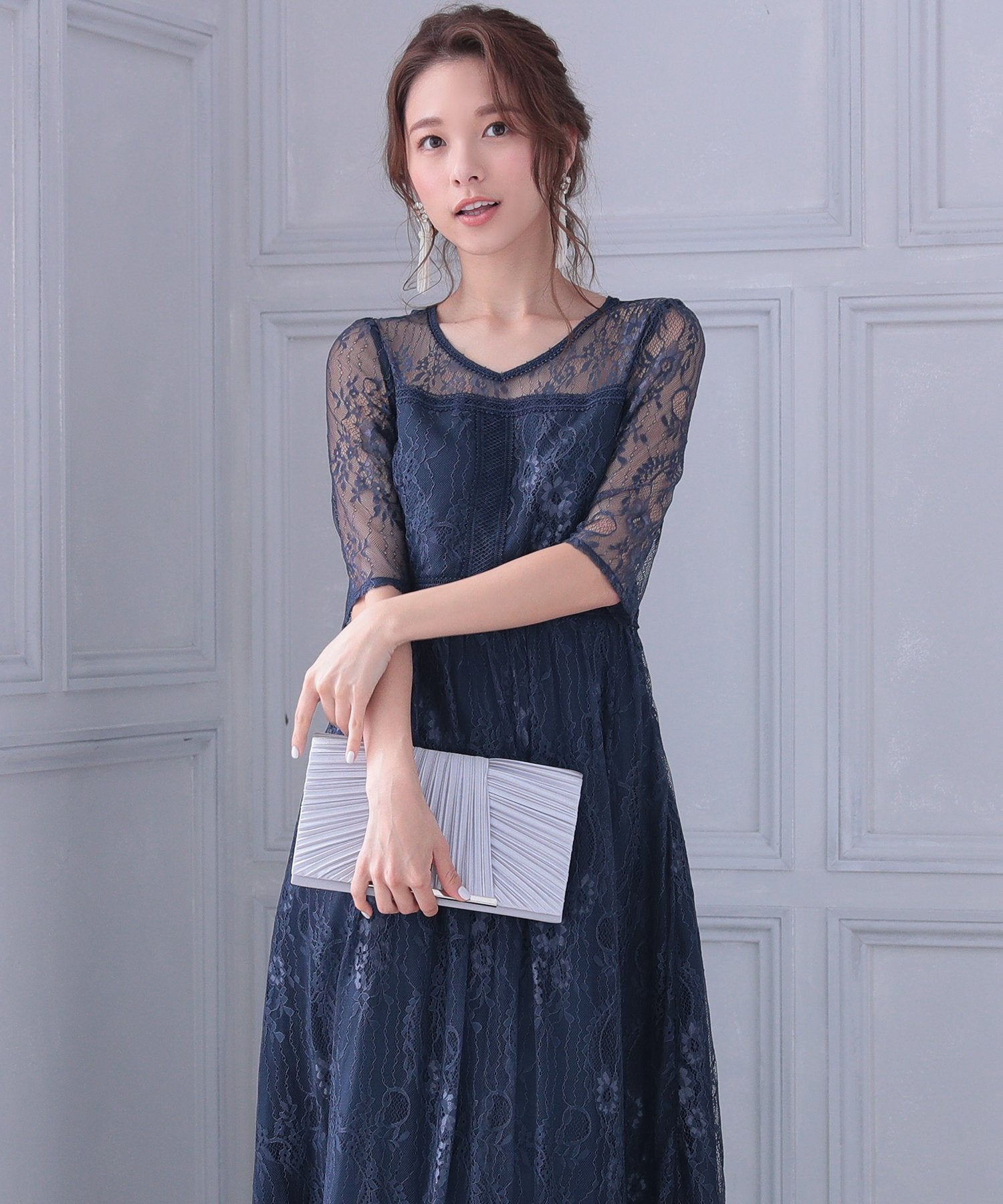 サテンプリーツパーティーバッグ/5041