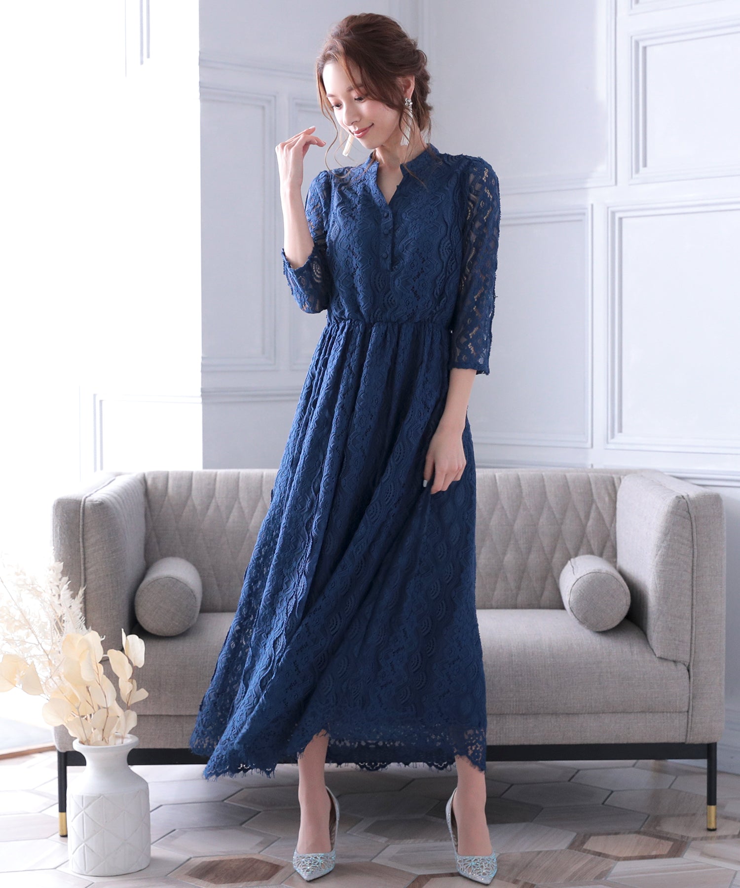 【SALE】スキッパーカラーワンピース /22320108