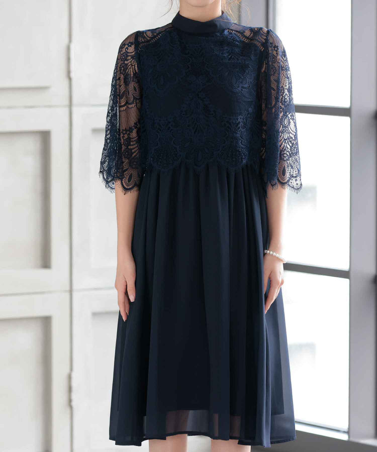 【SALE】ボトルネックフレアドレス /22320140