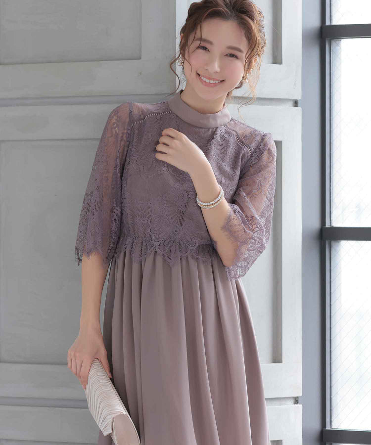 【SALE】ボトルネックフレアドレス /22320140