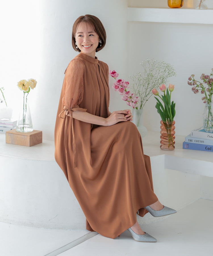 胸元タックデザインAラインドレス/22322193
