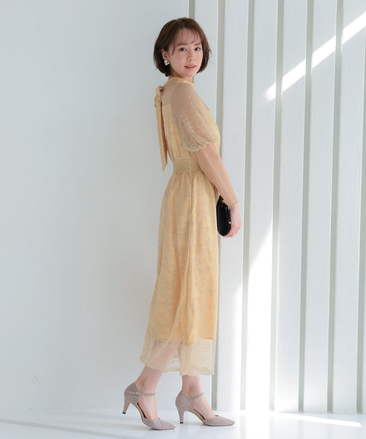 【SALE】バルーンロングスリーブ総レースドレス/22322192