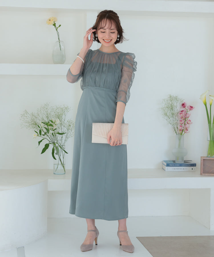 【SALE】総レースボレロ付き後ろデサインセットドレス/22322200