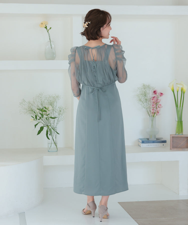 【SALE】総レースボレロ付き後ろデサインセットドレス/22322200