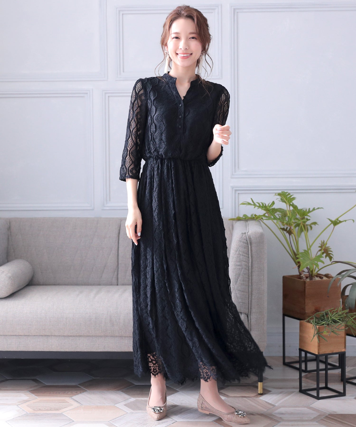【SALE】スキッパーカラーワンピース /22320108