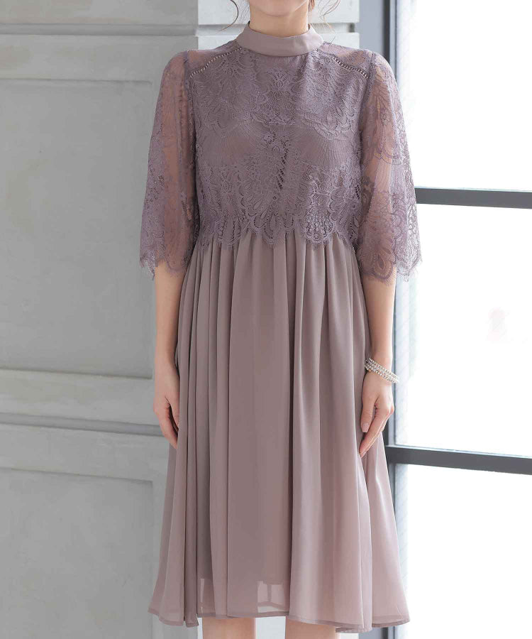 【SALE】ボトルネックフレアドレス /22320140