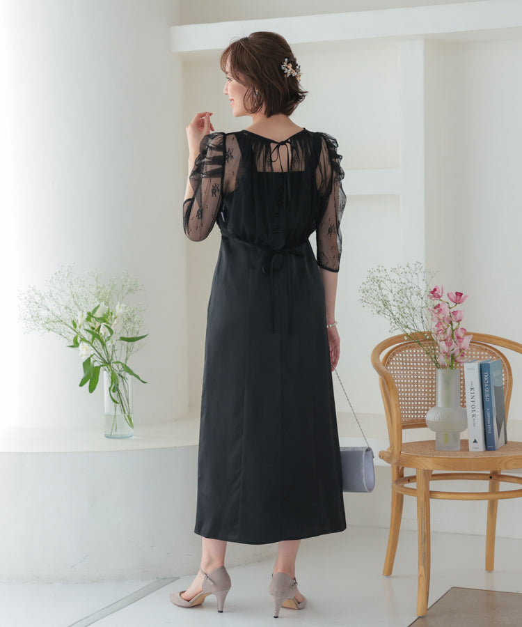 【SALE】総レースボレロ付き後ろデサインセットドレス/22322200