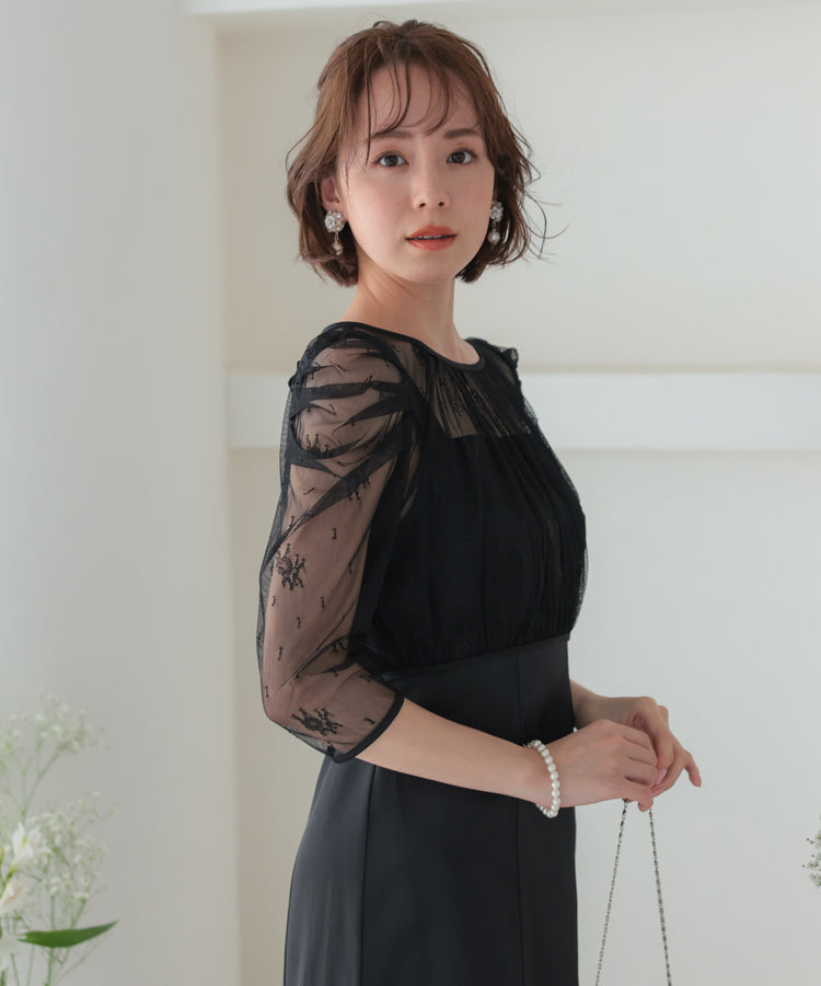 【SALE】総レースボレロ付き後ろデサインセットドレス/22322200