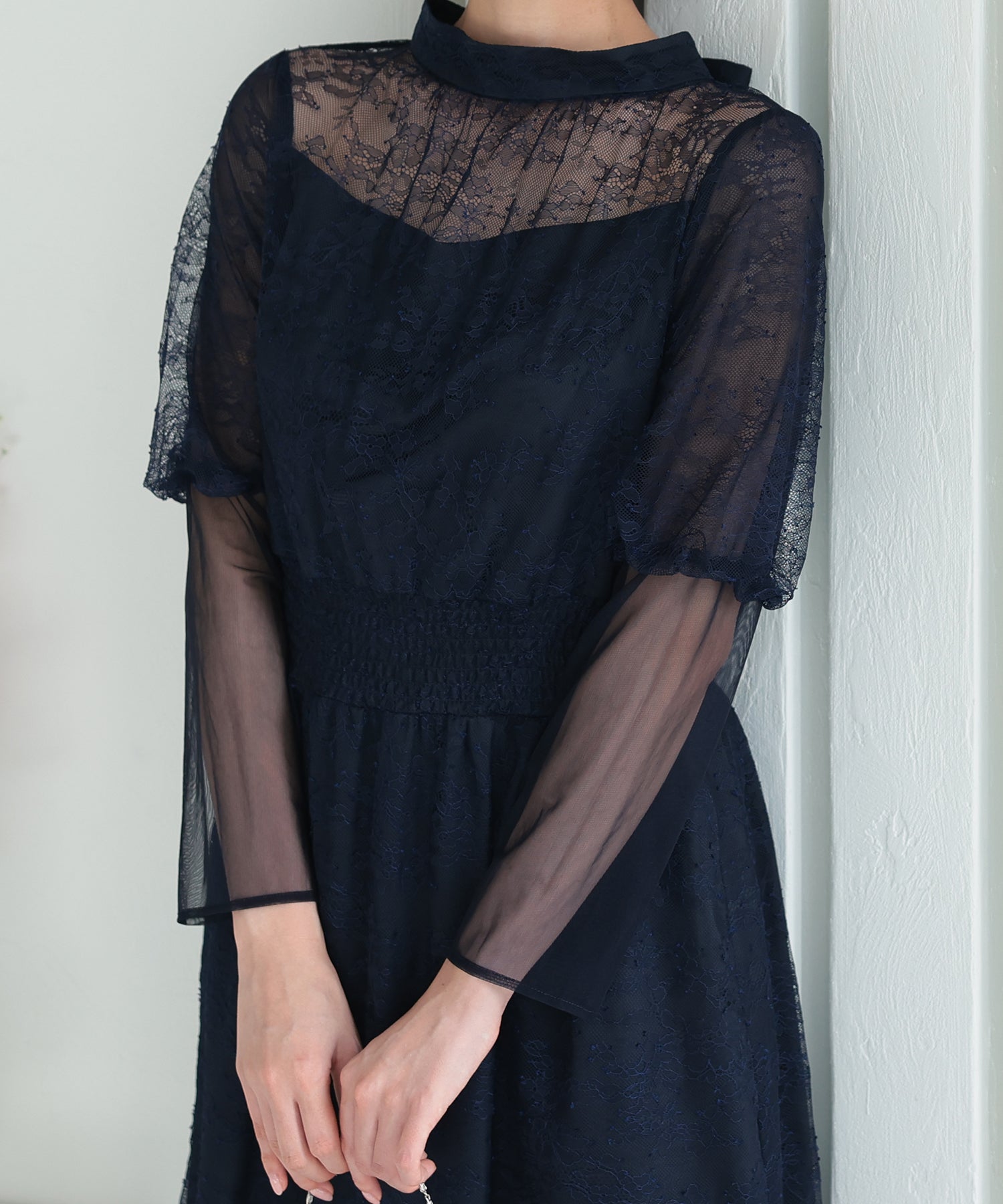 【SALE】バルーンロングスリーブ総レースドレス/22322192